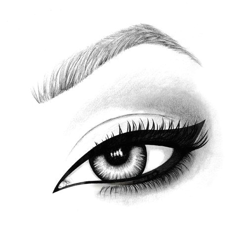 hand drawn illustration of an mac eyeliner using pen pencil and watercolour art