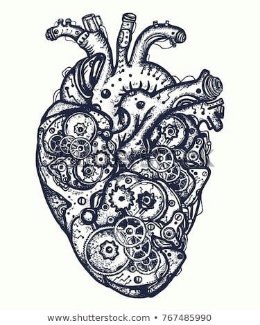 vind mechanical heart tattoo symbol of emotions love feeling anatomic mechanic heart steampunk t shirt design stockvectoren in hd en miljoenen andere
