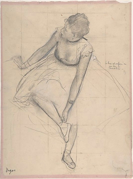 dancer adjusting her slipper 1873 edgar degas degas drawings degas paintings art