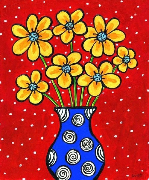 yellow flowers blue vase shelagh duffett print in 2018 drawing class pinterest painting art and flowers