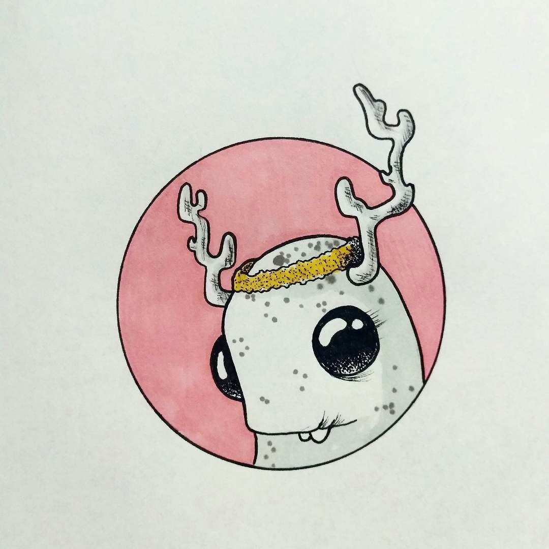 inktober day7 crooked antlers sharpie bugeye