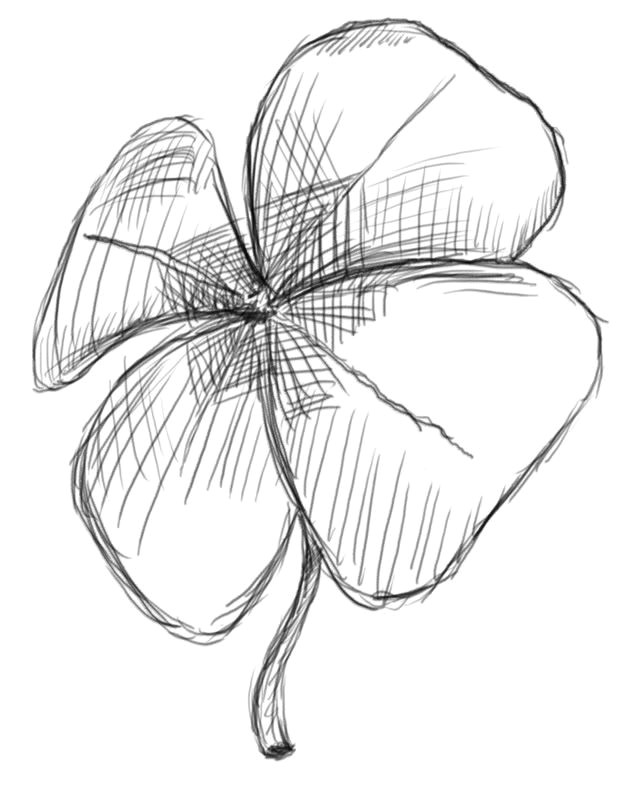 gallery for cool four leaf clover drawing