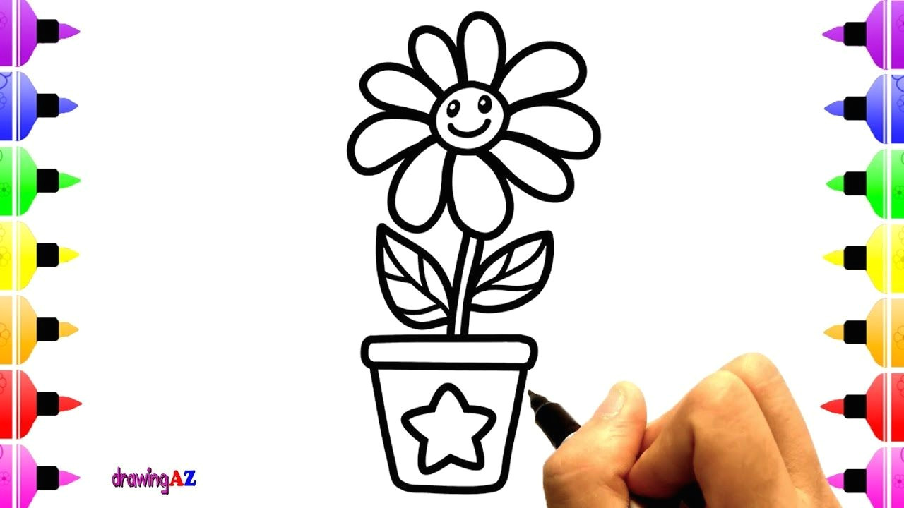how to draw cute flowers for kids coloring with colored marker children s coloring book