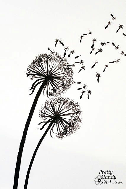 Drawing Of Dandelion Flower Tutorial for Painting Dandelion Wall Graphic Refashion Drawings