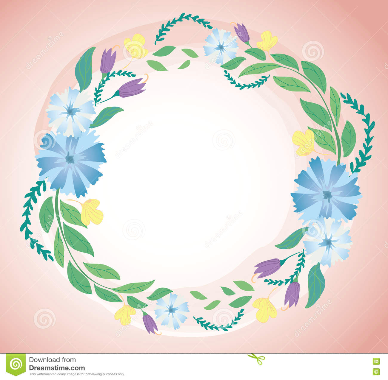 pastel flower crown and space background vector