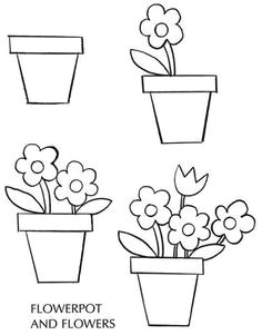 how to draw a pot flowers spring free sample page from dover publications