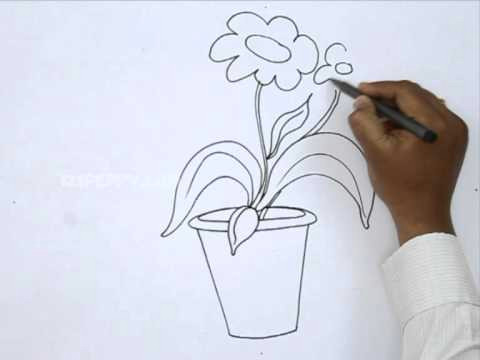 how to draw a flower pot