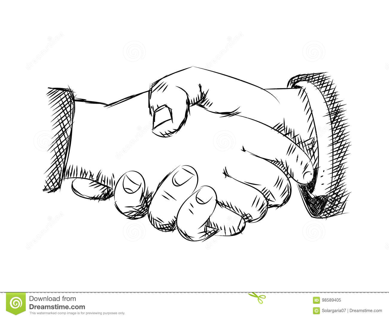 hand drawn sketch of handshaking vector illustration
