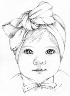 etsy shop custom pencil portrait drawing from photo baby girl portrait https