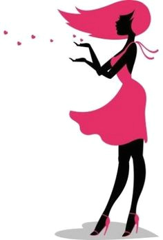 the silhouette of a girl in a halter dress blowing kisses from her