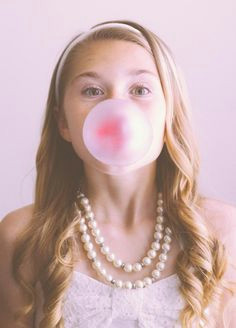 girl blowing bubble bubble gum girl portrait trinity katy tx family photographer
