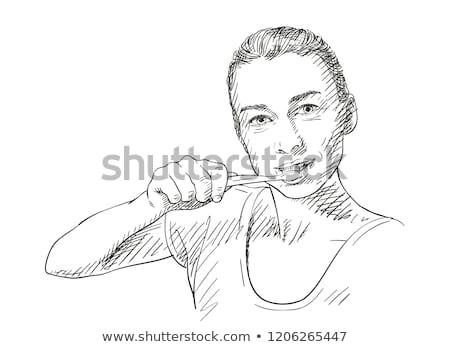 Drawing Of Girl Brushing Teeth Yooung Woman Brushing Her Teeth Vector Sketch Hand Drawn