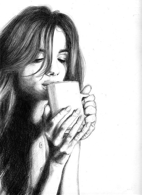 drinking coffee