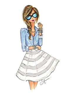 fashion illustration print chambray and stripes by anumt on etsy 25 00 diy fashion drawing