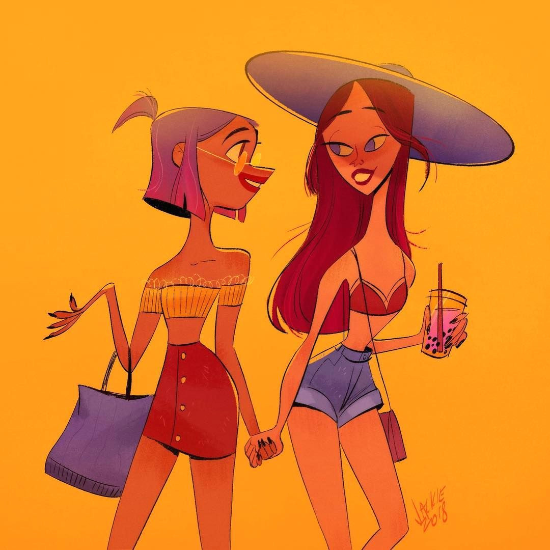 girlfriends girlfriends sketch doodle sunnydays beachlife gay artistsoninstagram gals cutecouples