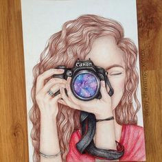 just a girl who loves drawinga on instagram girl with a camera part 3 d a i drew this 2x in 2014 and now i decided to do it again