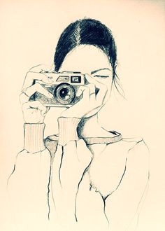 illustration girl with camera sketchbook tuesday eve on behance camera sketches camera drawing