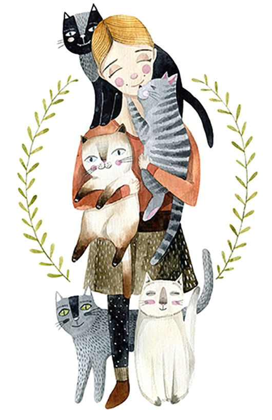 girls with cats by vicky od