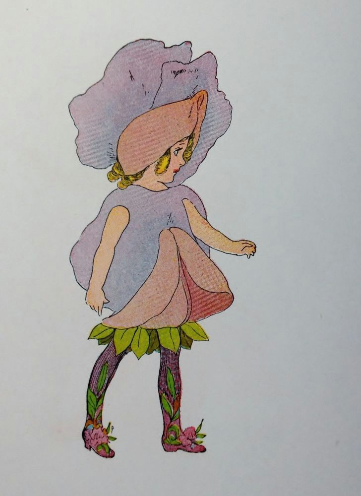 penny ross print sweet pea fairy tale folk art flower children fantasy child vintage