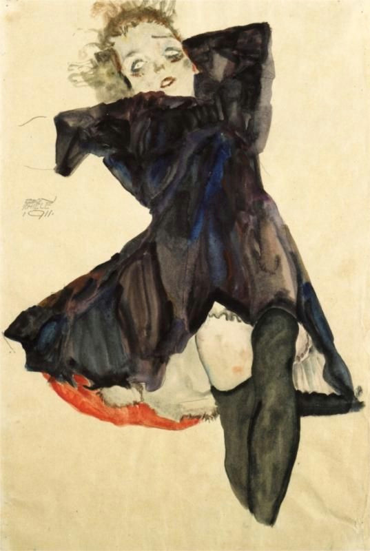 girl in blue dress 1911 egon schiele