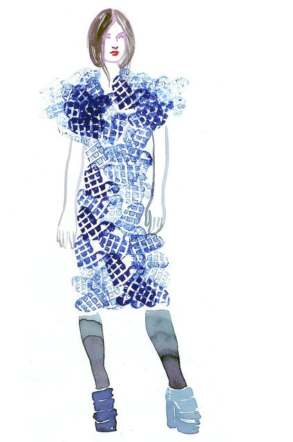 heart dress girl by samantha hahn illustration art blue
