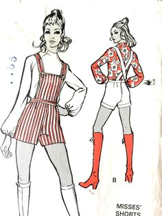 60s misses shorts with bib top and blouse mccall s 35p vintage sewing pattern hip 34 5