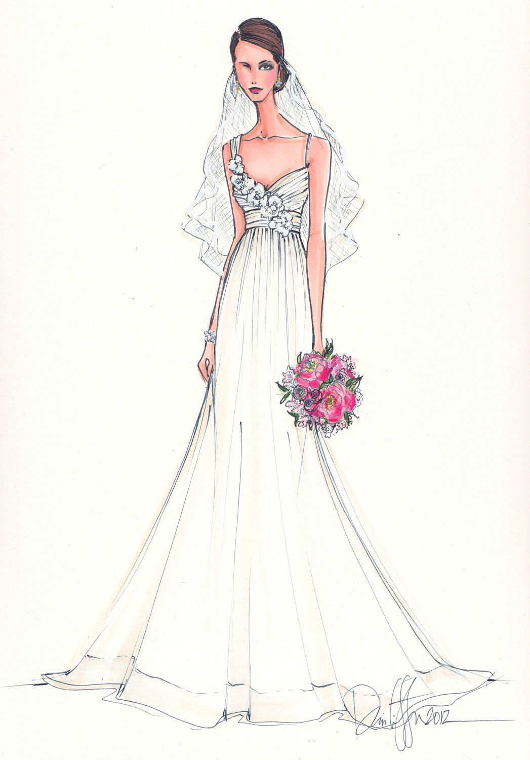 custom bridal illustration 165 00 via etsy