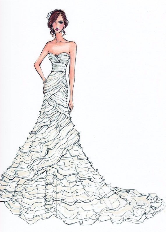 strapless sweetheart wedding dress sketches