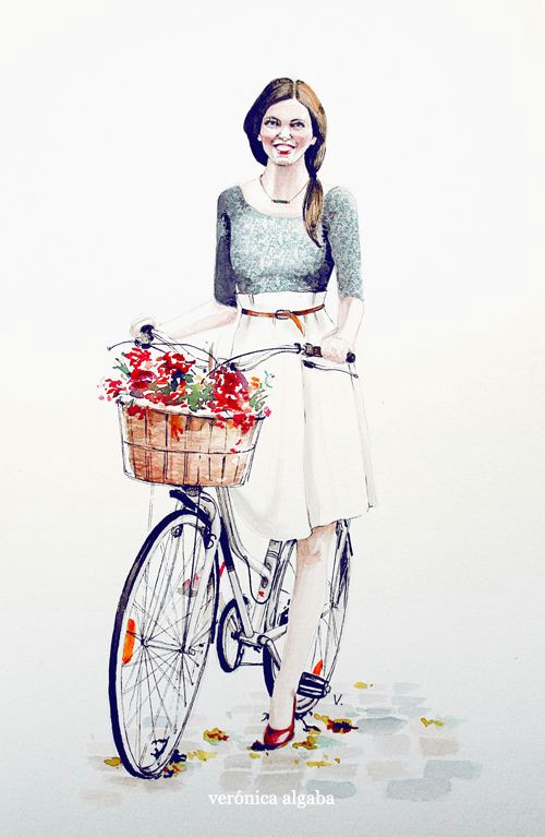 girl with bike by pajaros veronica algaba