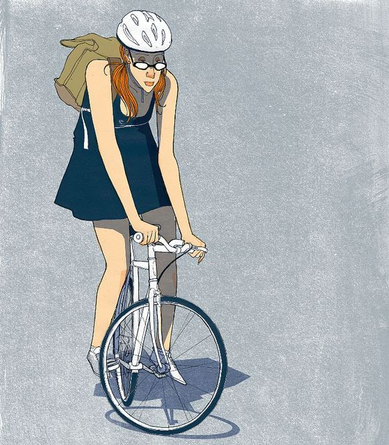 girl on bike by conjunto universo bikingillustration