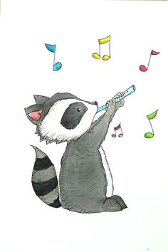 cute drawing of raccoon with magic flute raccoon drawing pet raccoon raccoon tattoo