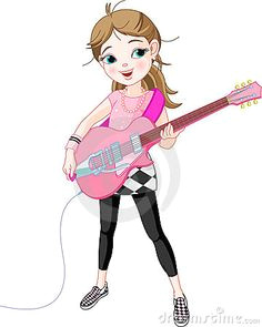 cartoons girls with guitars rock star girl playing guitar stock photo image 15658990