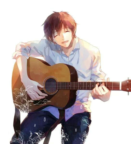anime guy playing guitar