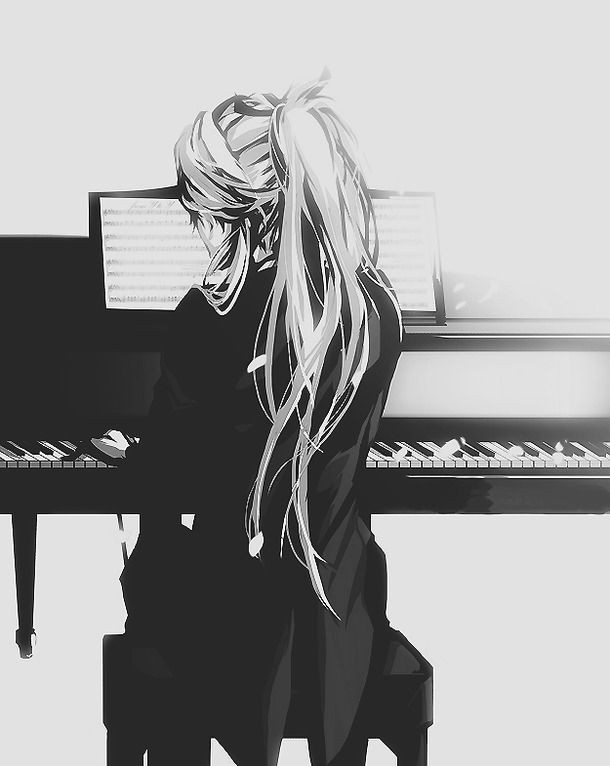 Drawing Of Girl Playing Piano I Wanna Learn How to Play It now Art Anime Anime Art Manga Art