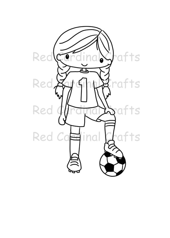 digital stamp soccer girl