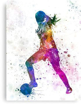 girl playing soccer football player silhouette canvas print soccertips