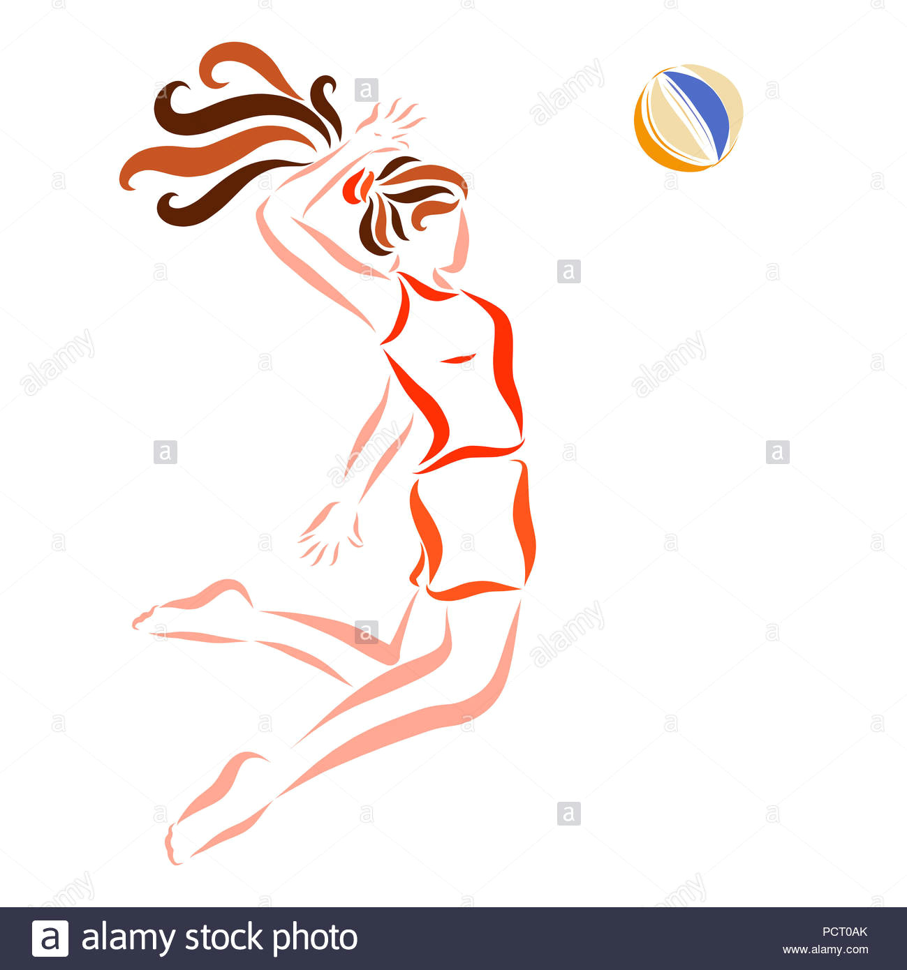 girl playing volleyball jump and kick stock image