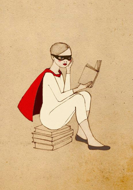 superhero reader girl deluxe edition print of original drawing in 2018 art illustration pinterest books reading and love book