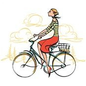 young woman riding a bicycle art kathryn rathke