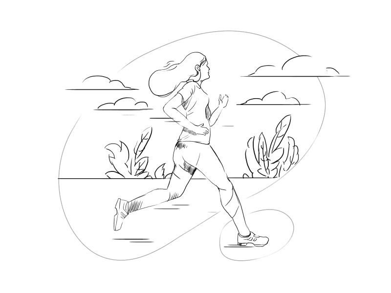 girl running sketch and illustration process