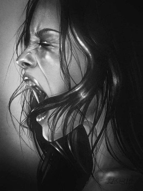 pencil portrait by rebecca blair screaming drawing screaming girl anger art anger drawing