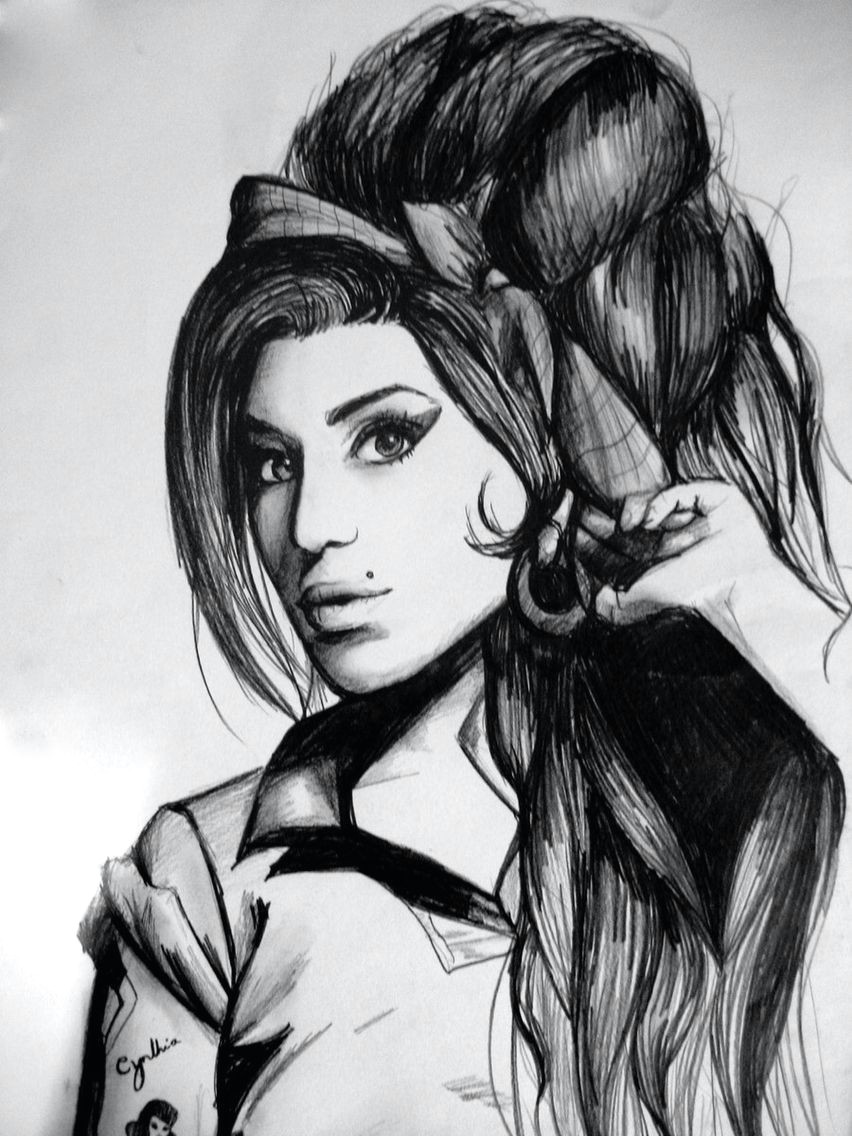 amy winehouse portrait singer caricatures realistic drawings lana del digital