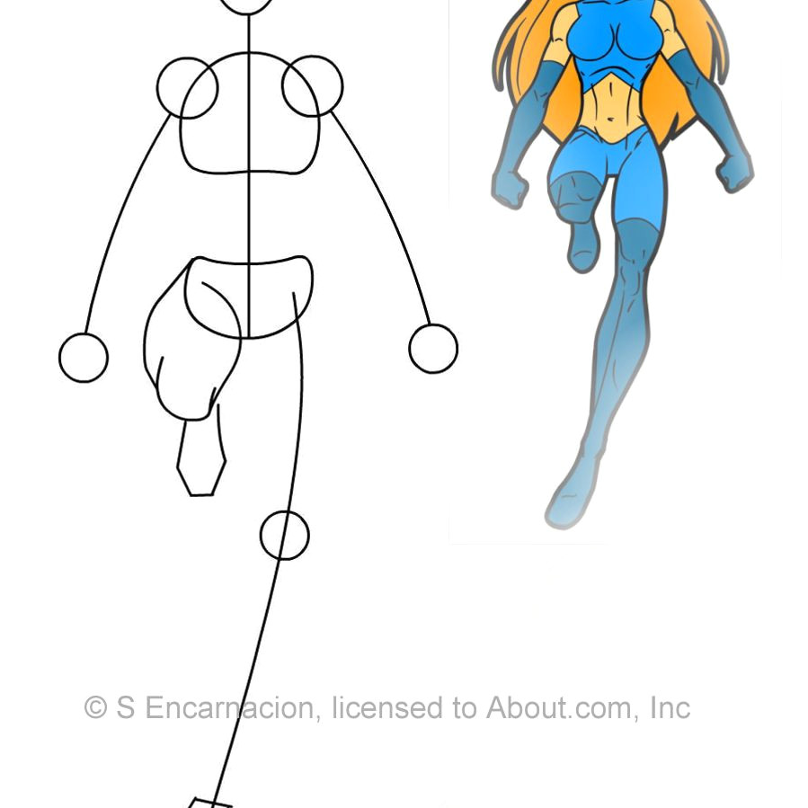 drawing a female superhero step 1