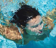 naples swimmer giclee edition and original oil by jeannie maddox artist underwater art photorealism