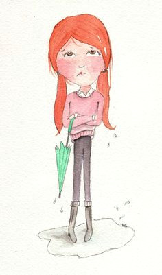 items similar to rain girl original art illustration on etsy