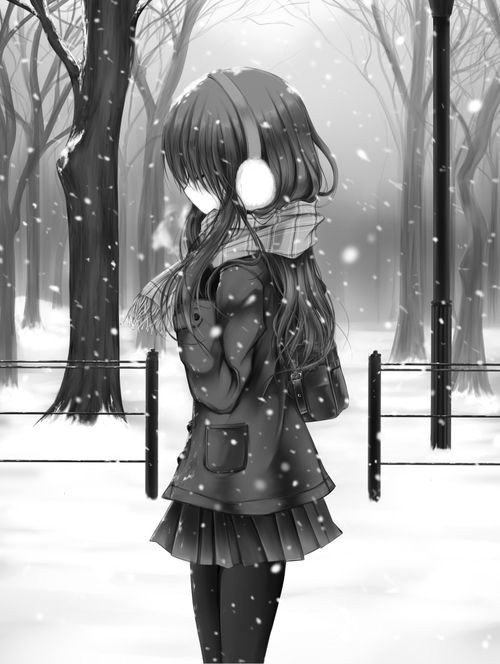 anime girl walking away alone