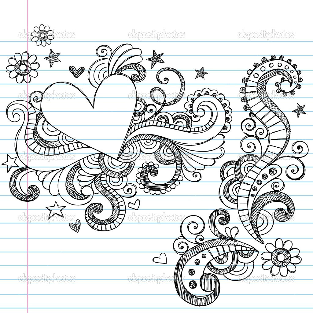 cute doodles to draw hand drawn sketchy heart and swirls doodles design elements with