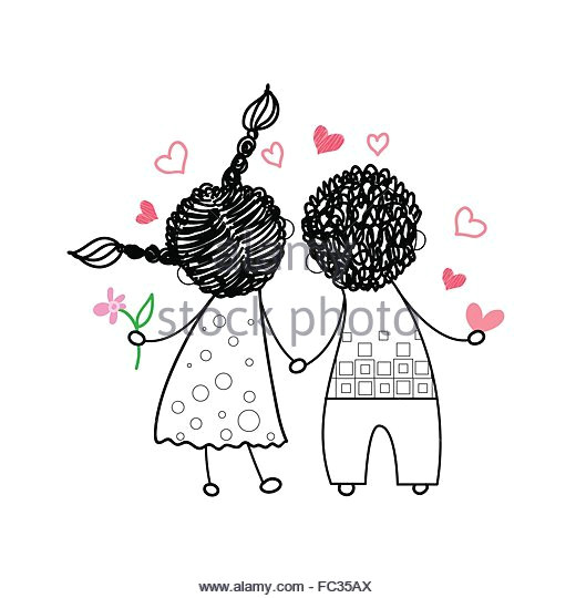 couple rear view love holding hands drawing stock image