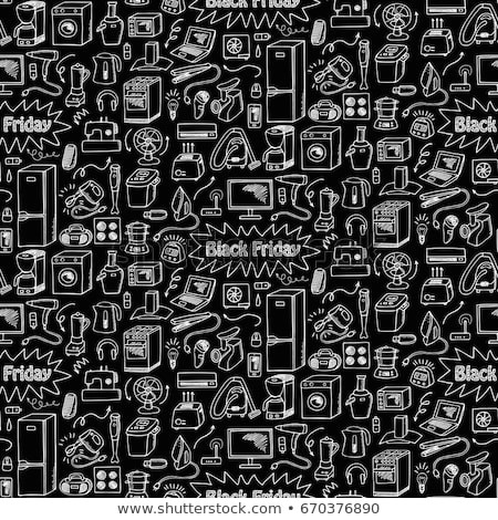 black friday household appliances hand drawn seamless pattern wallpaper of sketch equipment with doodle elements