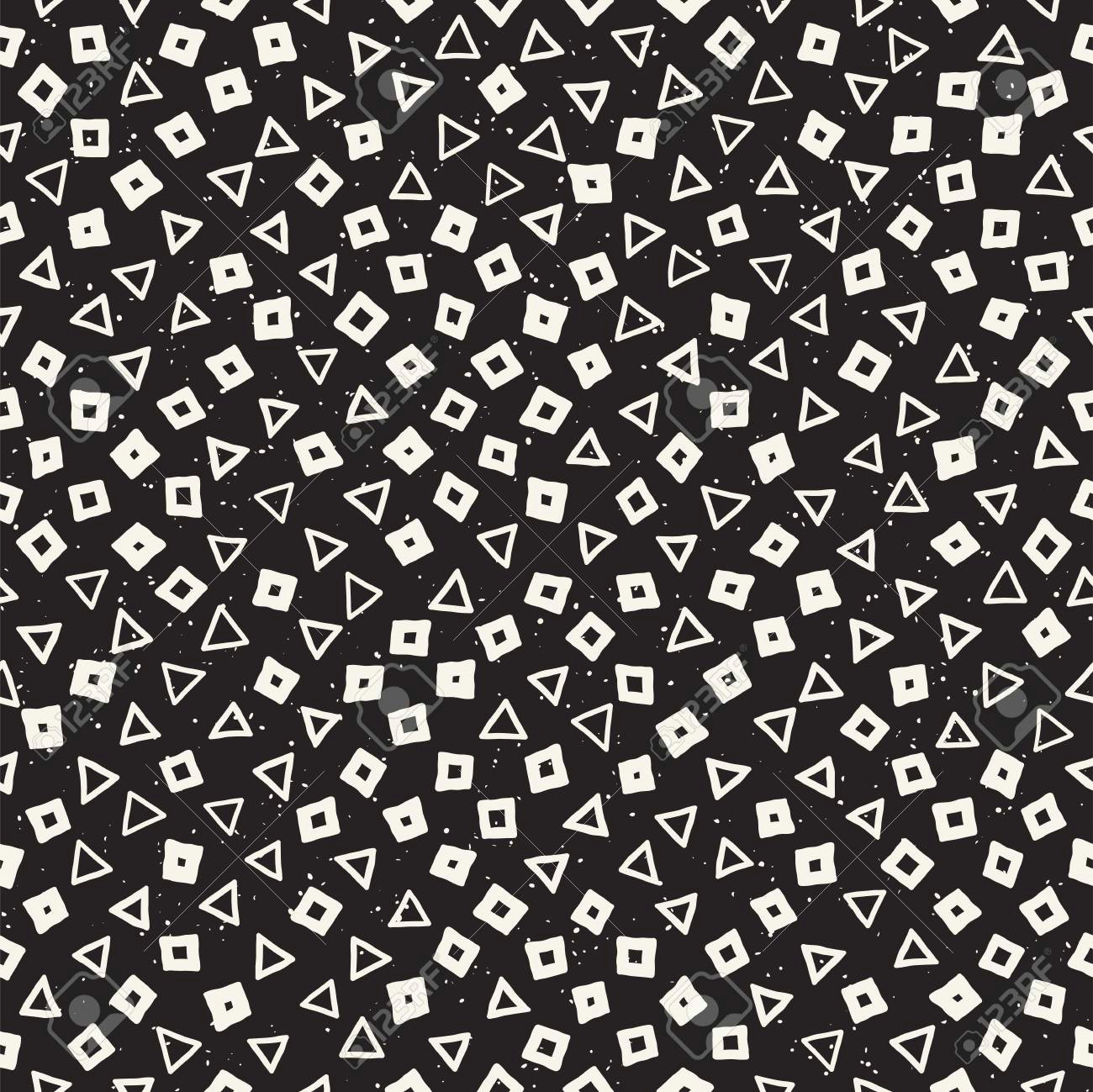 hand drawn black and white ink abstract seamless pattern vector stylish grunge texture geometric